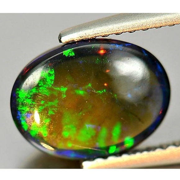 PlayOfColor Rainbow Fire RedBlack Opal 1.54 Ct Oval Cabochon 10.3x7.8 Mm Natural - Picture 3 of 3
